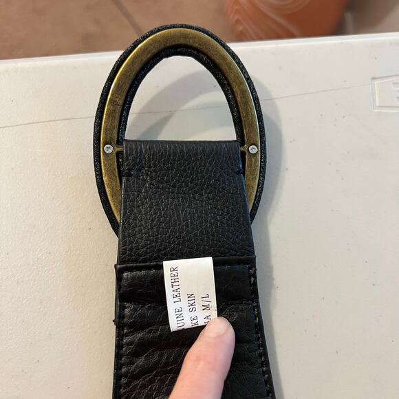 Chi Designed by Carlos Falchi Black Genuine Leather Snake Skin Belt Free Size - Picture 10 of 14